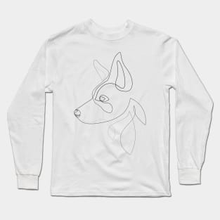 Border Collie 2 - one line drawing Long Sleeve T-Shirt